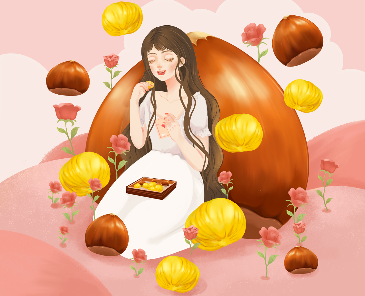 板栗食品包装插画|插画|商业插画|mis陈大欣 - 原创作品 - 站酷