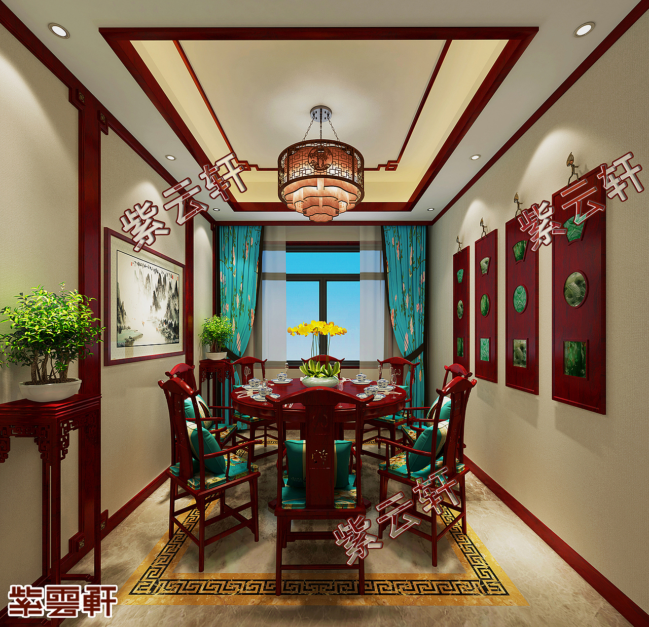 餐厅古典中式装修设计  紫云轩