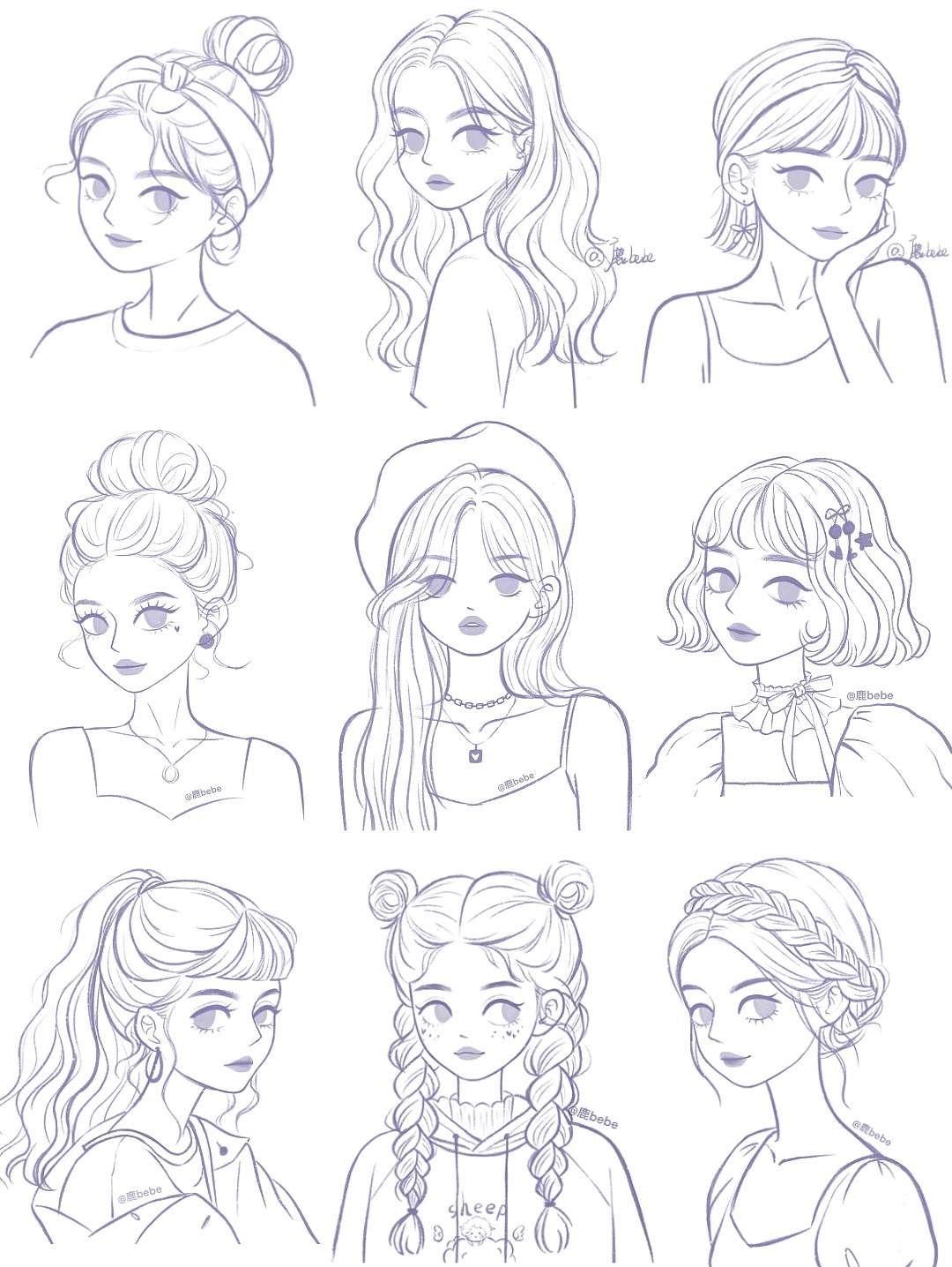 女生头像插画 线稿练习（图ZMjY5NjAxOTM2） - 创作习作 - 站酷设计师鹿bebe原创素材 - 站酷ZCOOL
