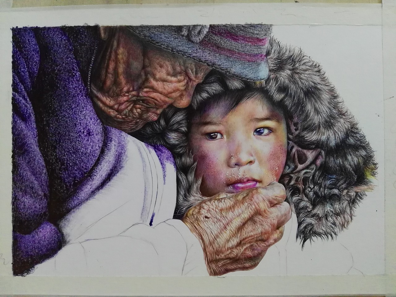 关注留守儿童系列《祖孙情》_浩轩手绘-站酷zcool