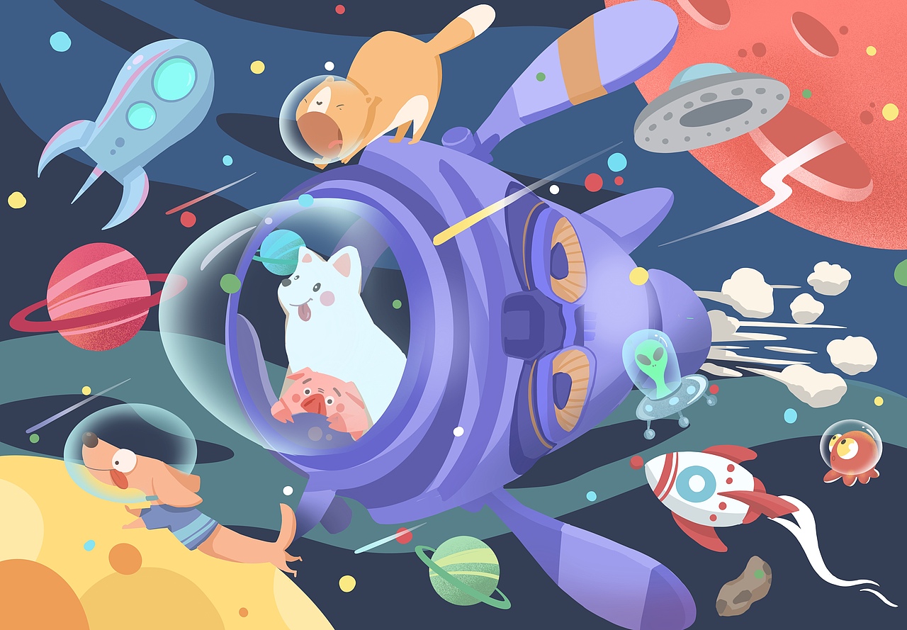 太空遨游（图ZMzIxNDY0OTYw） - 儿童插画 - 站酷设计师Healer阿波呲原创素材 - 站酷ZCOOL