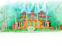 手绘中山大学风景