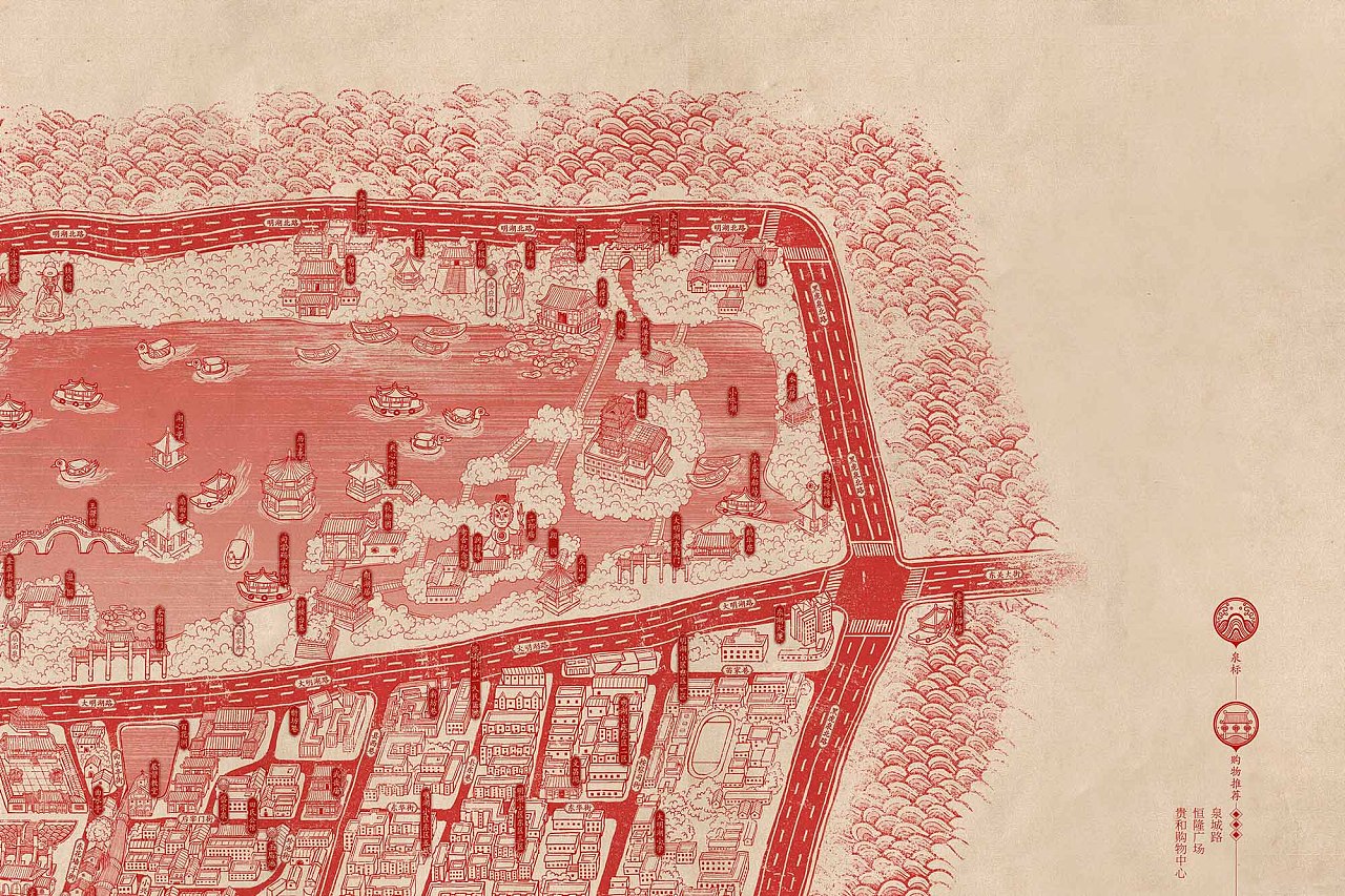 原创济南手绘地图最济南