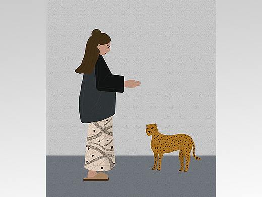 女孩与金钱豹（个人主页-ZNTIxMTIzMjQ=） - 艺术插画 - 站酷设计师潘婷Painting原创素材 - 站酷ZCOOL