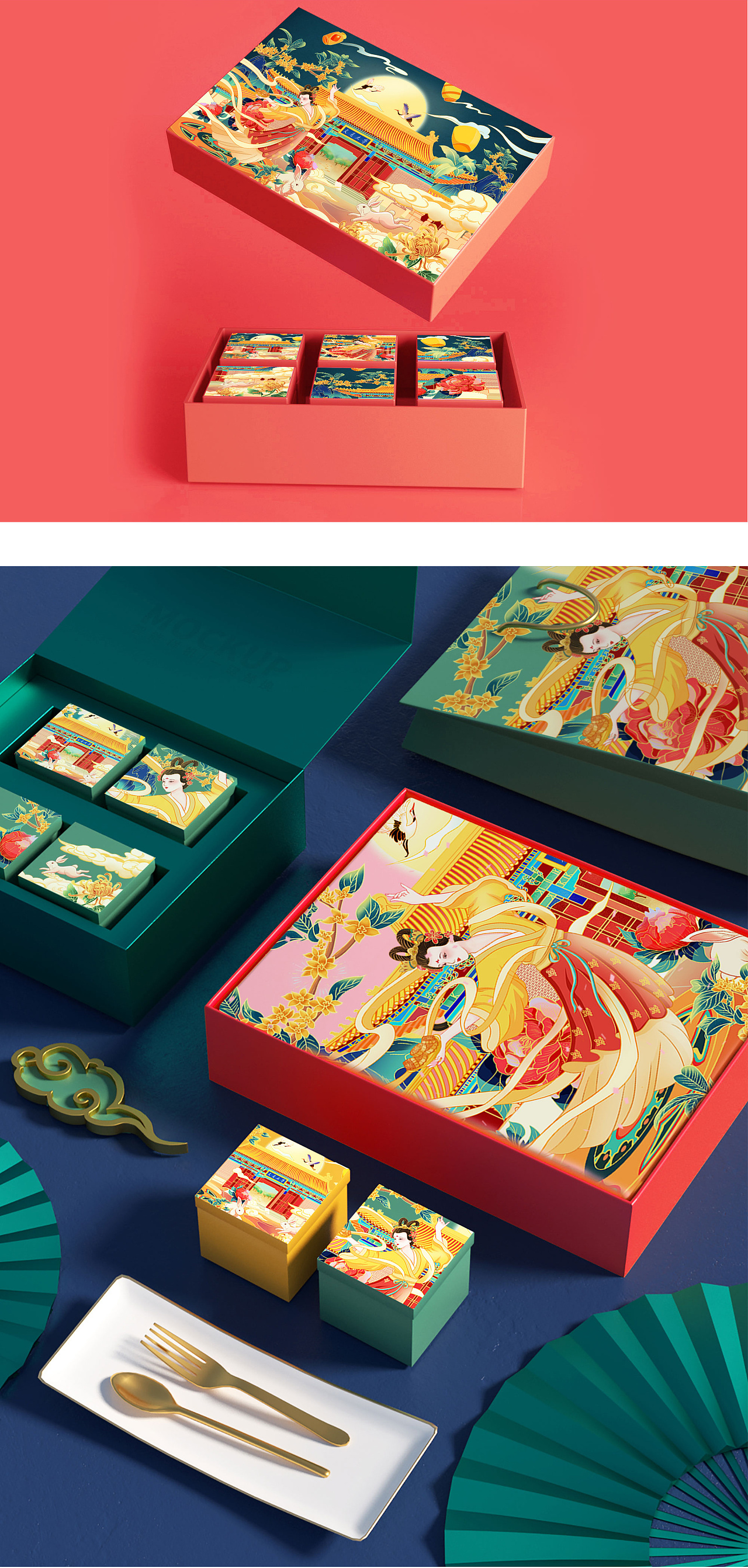 中秋节新国风包装插画|插画|商业插画|renliy - 原创作品 - 站酷 (zco