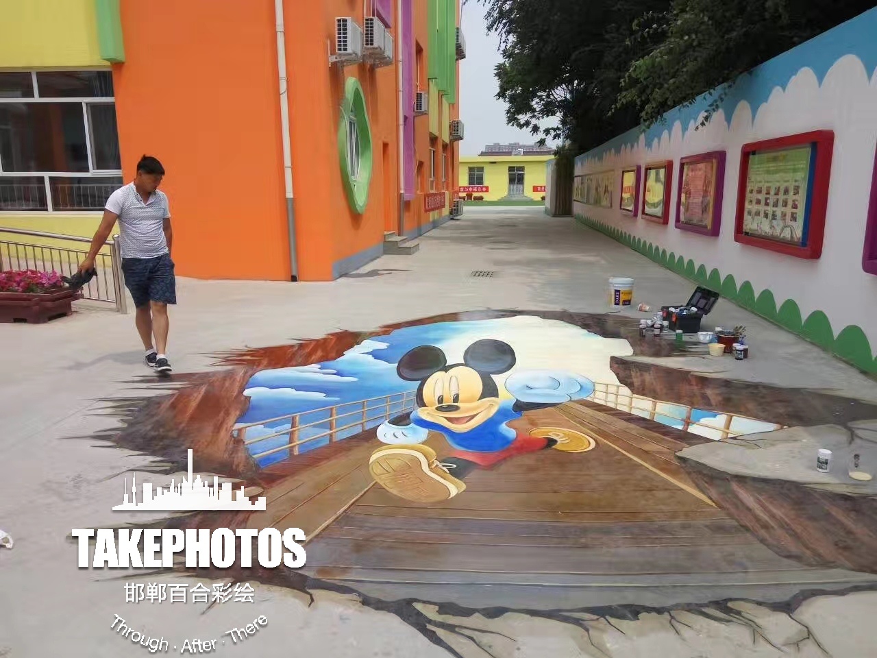 3d地画艺术 幼儿园3d彩绘