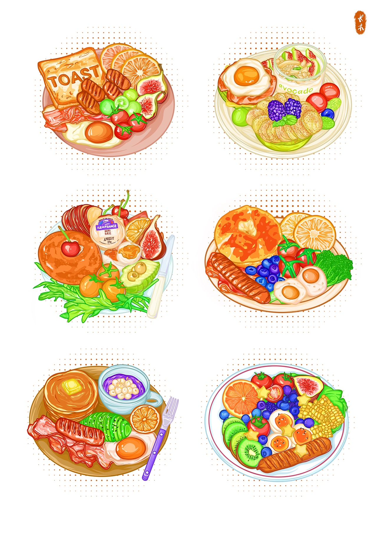 线稿风食物插画（图ZMzc2MDU5MjQ0） - 商业插画 - 站酷设计师GraceUX原创素材 - 站酷ZCOOL