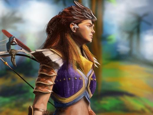 地平线女主角Aloy-PS手绘游戏插画（个人主页-ZMjc2NDg5OTY=） - 创作习作 - 站酷设计师miufox原创素材 - 站酷ZCOOL