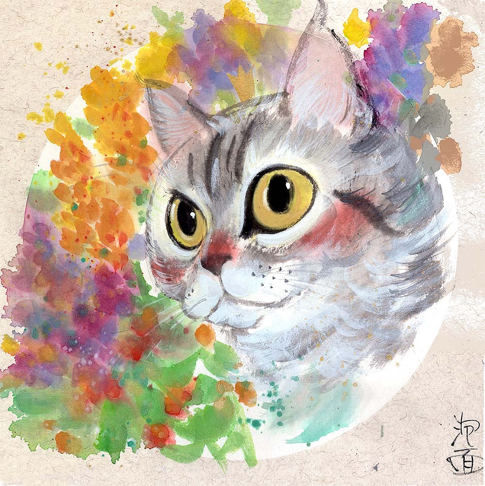 一组水墨猫咪希望大家喜欢