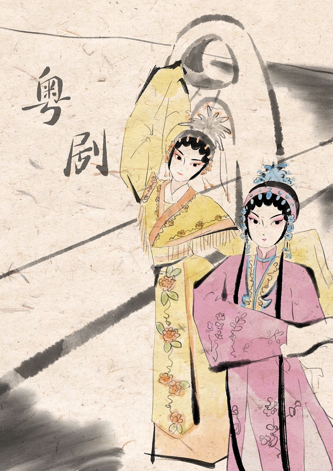 非遗粤剧插画（图ZMzQzMjc3Njc2） - 创作习作 - 站酷设计师盐盐呢原创素材 - 站酷ZCOOL