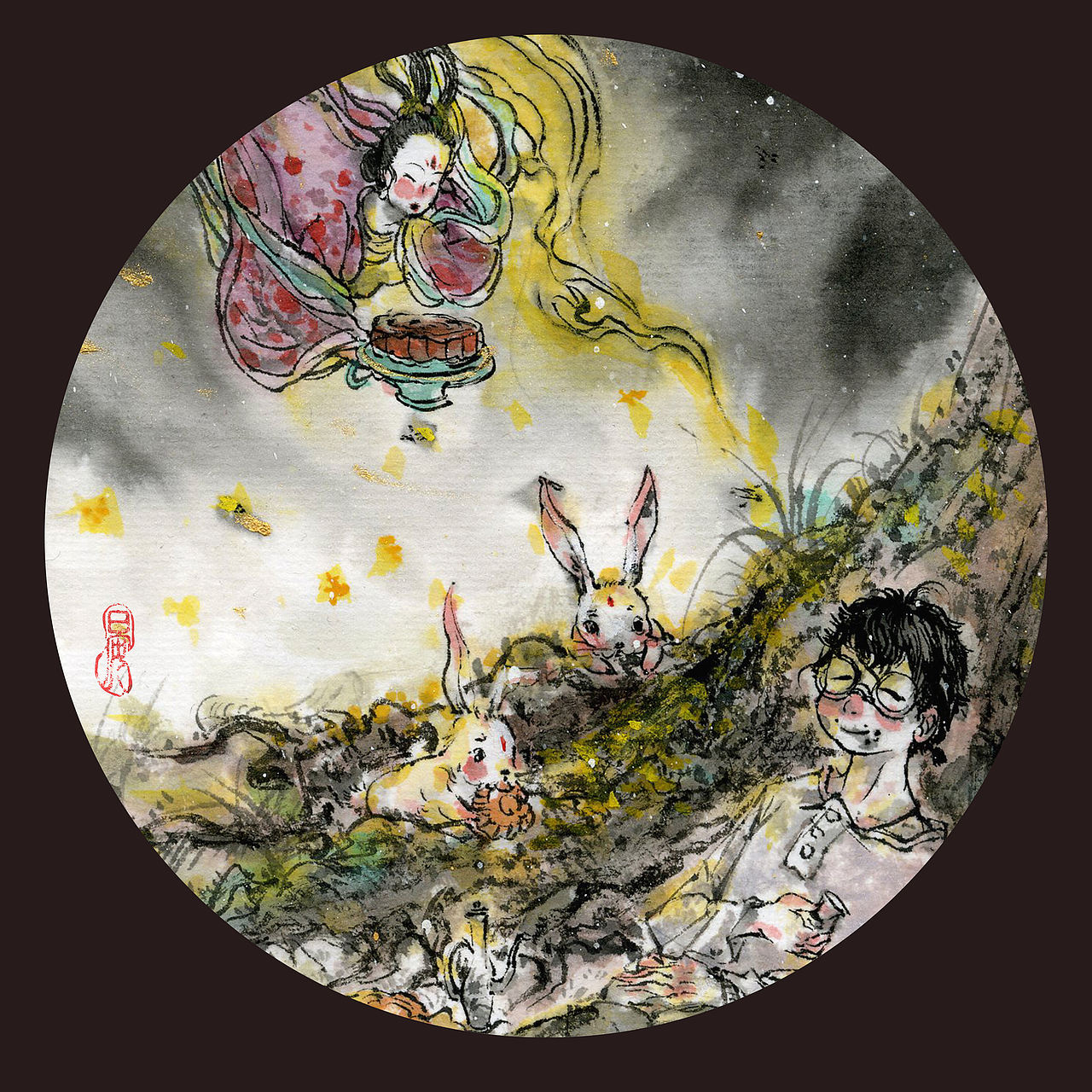 千里清光图(中秋贺图)(图ZMTI5NTk3Njg0) - 艺术插画 - 站酷设计师懿晏原创素材 - 站酷ZCOOL