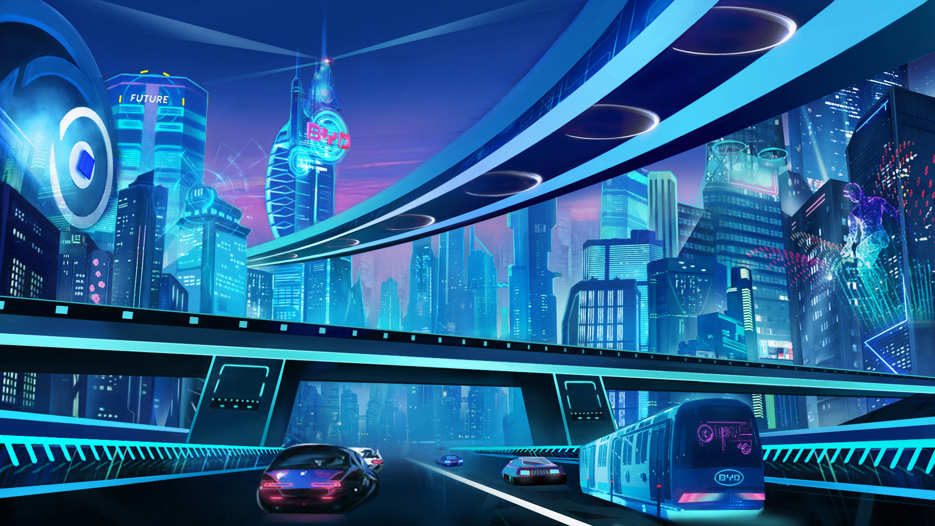 科幻画《未来的太空之城》作品赏析-露西学画画