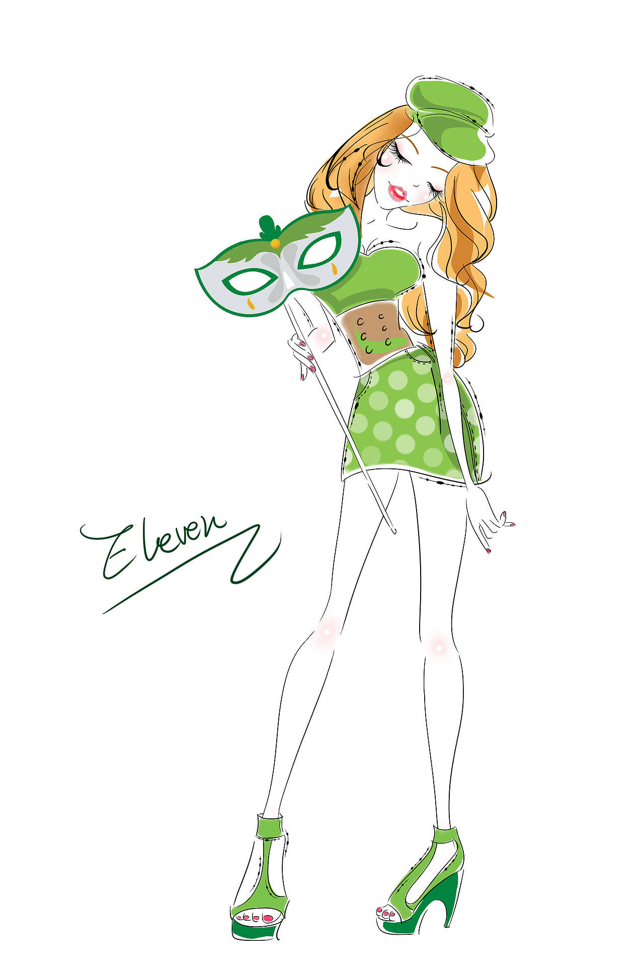 睫毛膏人物形象插画（组）