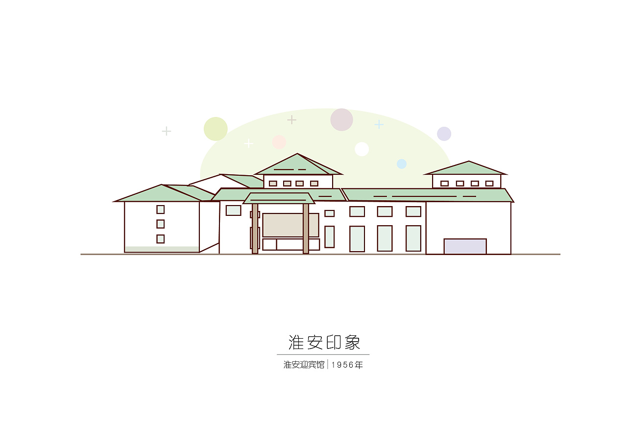 这组插画选取了淮安市的九个代表性建筑