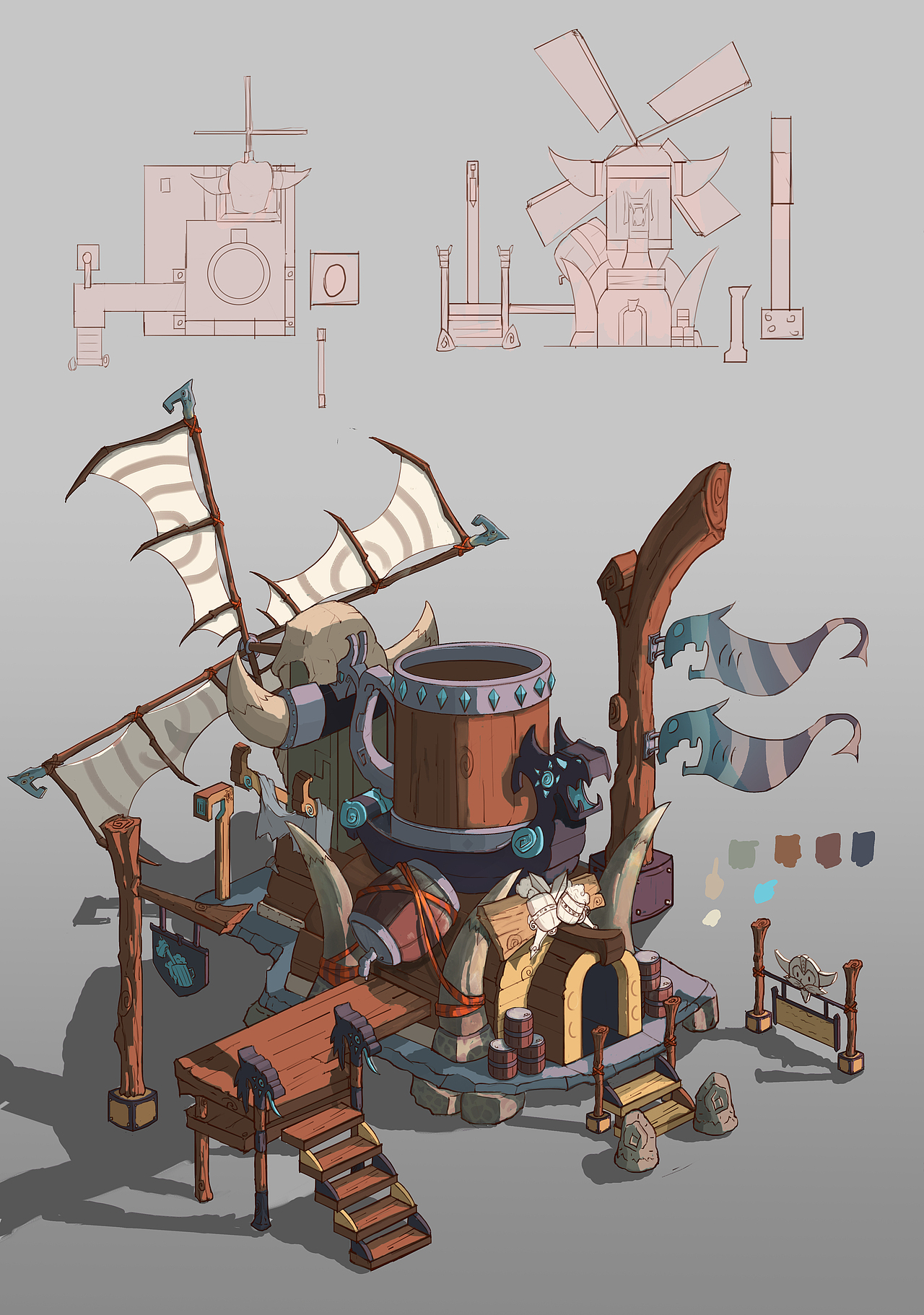 q版场景建筑练习|插画|游戏原画|rrsi_原创作品-站酷zcool