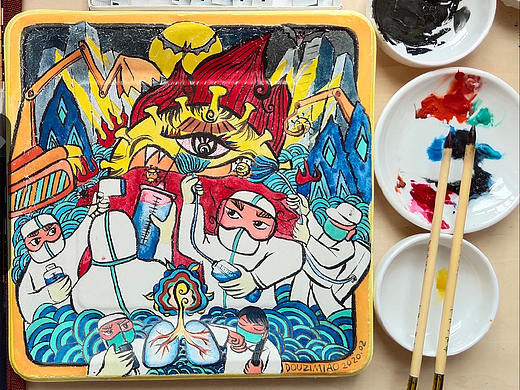 豆子喵的绘画课堂-创意画-最强战役