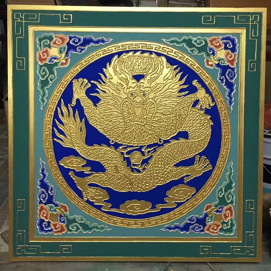 寺院古建彩绘天花板（图ZMjI0OTE4Njky） - 商业插画 - 站酷设计师墨鱼壁画工作室原创素材 - 站酷ZCOOL