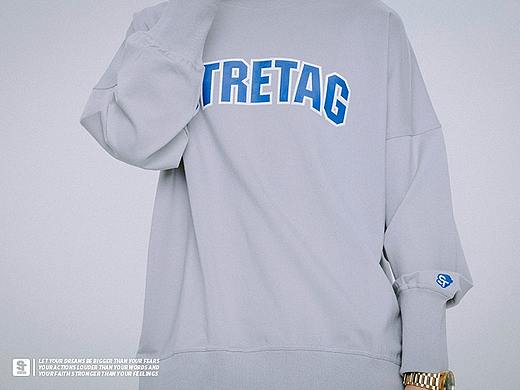 STRETAG春夏新品男款女款同款宽松圆领套头情侣卫衣