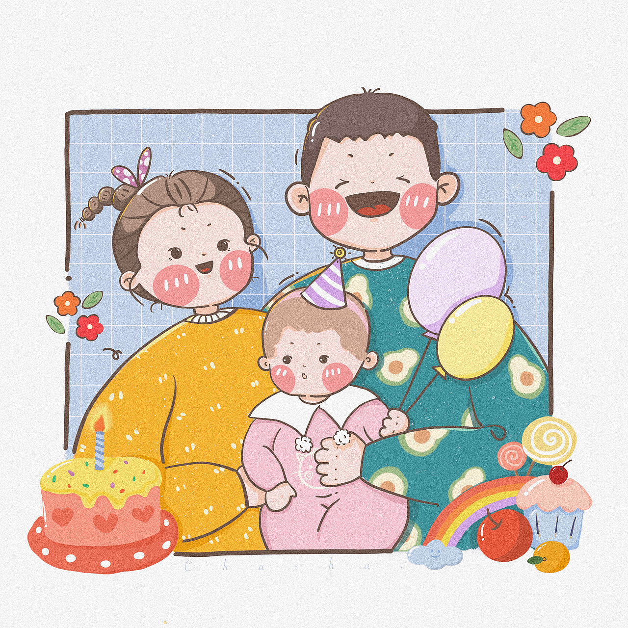 q版全家福简笔画