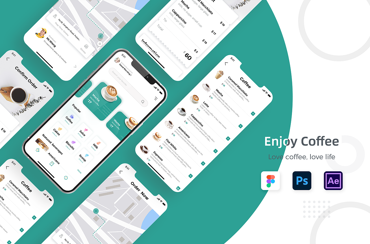 Enjoy Coffee咖啡 UI界面设计（图ZMjcxNjM2MzAw） - APP界面 - 站酷设计师啦啦P原创素材 - 站酷ZCOOL