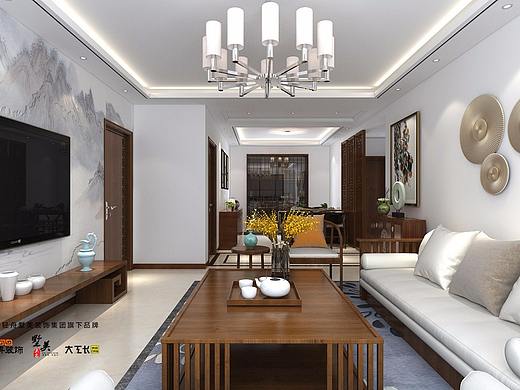 济宁鸿顺观邸二期5号楼140平米新中式风格装修设计方案