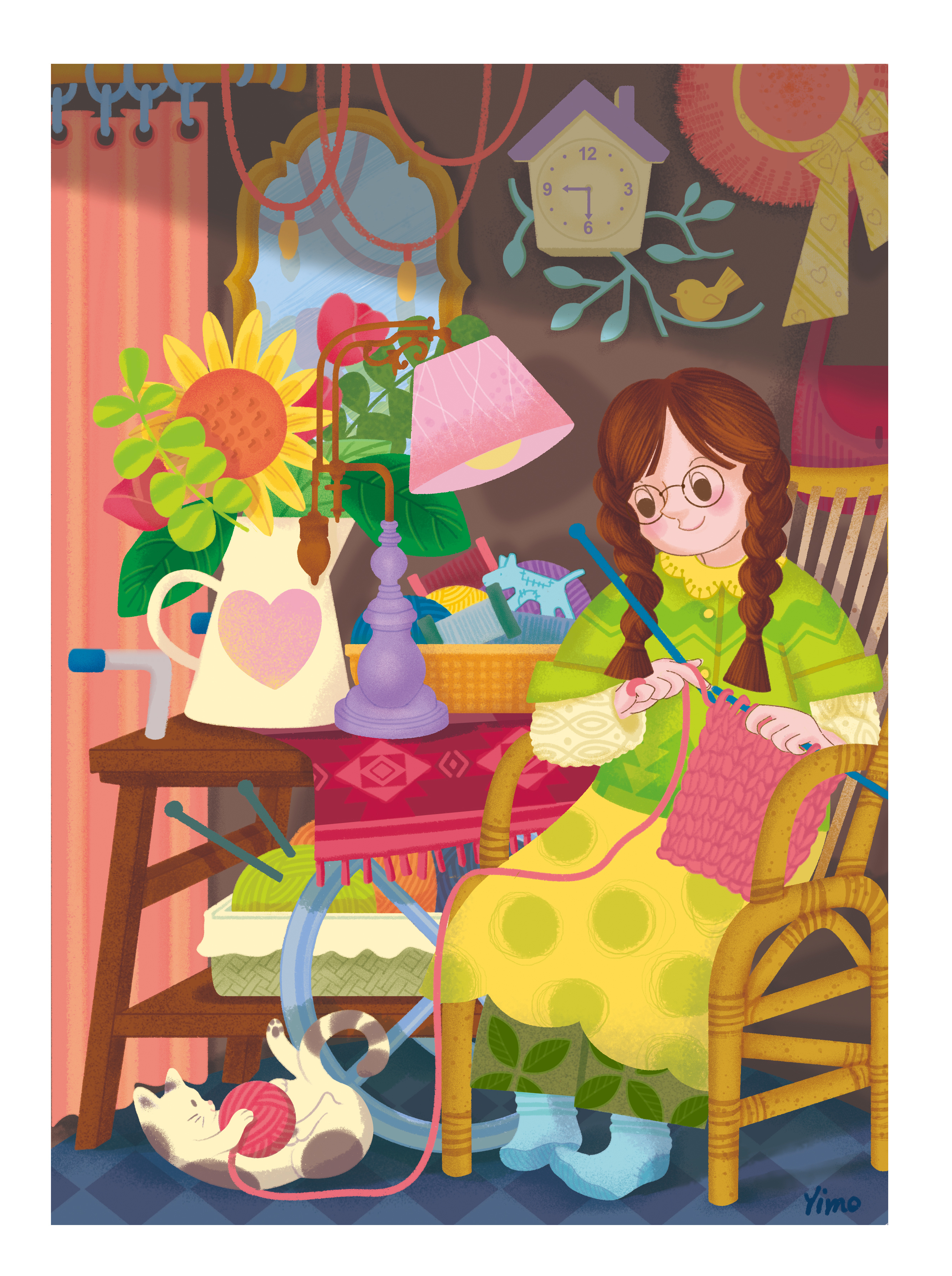 儿童插画(拼图)室内场景～日常