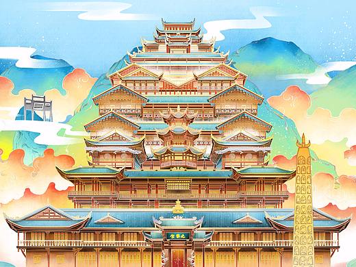 博物馆合作插画和一些景区合作插画