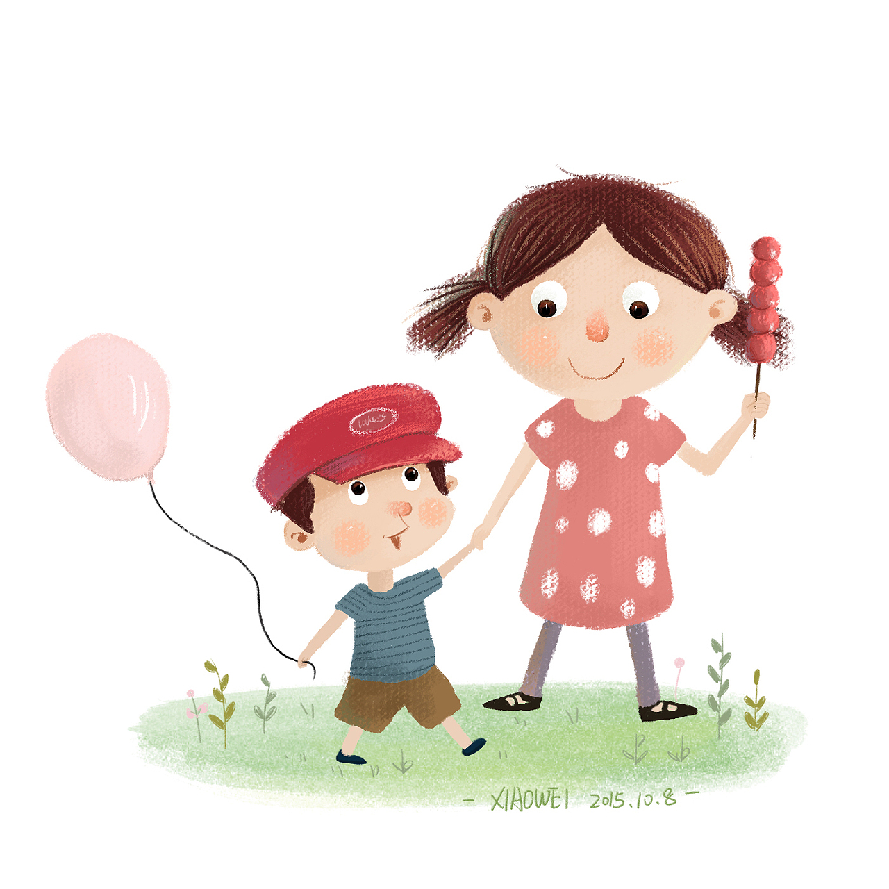 姐弟|插画|儿童插画|言小薇_原创作品-站酷zcool