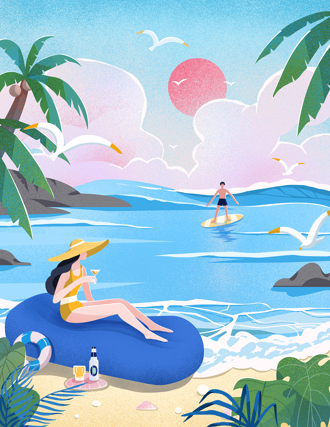 好物商店-夏日清凉节主视觉插画设计