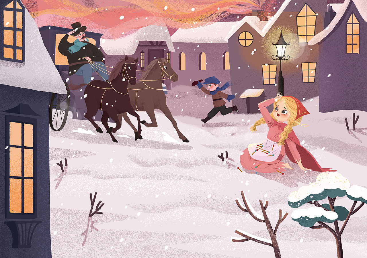 卖火柴的小女娃（图ZMTUwNzg0OTY0） - 儿童插画 - 站酷设计师M葡萄原创素材 - 站酷ZCOOL