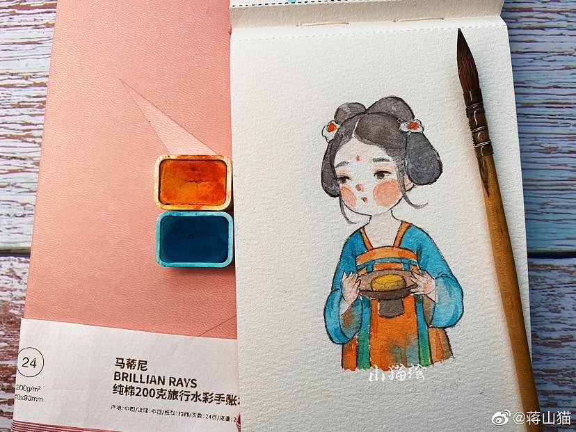 最近画的水彩古风人物手账（图ZMjM3MDEzNDQw） - 创作习作 - 站酷设计师蒋山猫原创素材 - 站酷ZCOOL