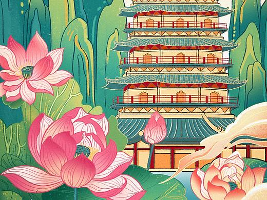 中国风线性插画练习