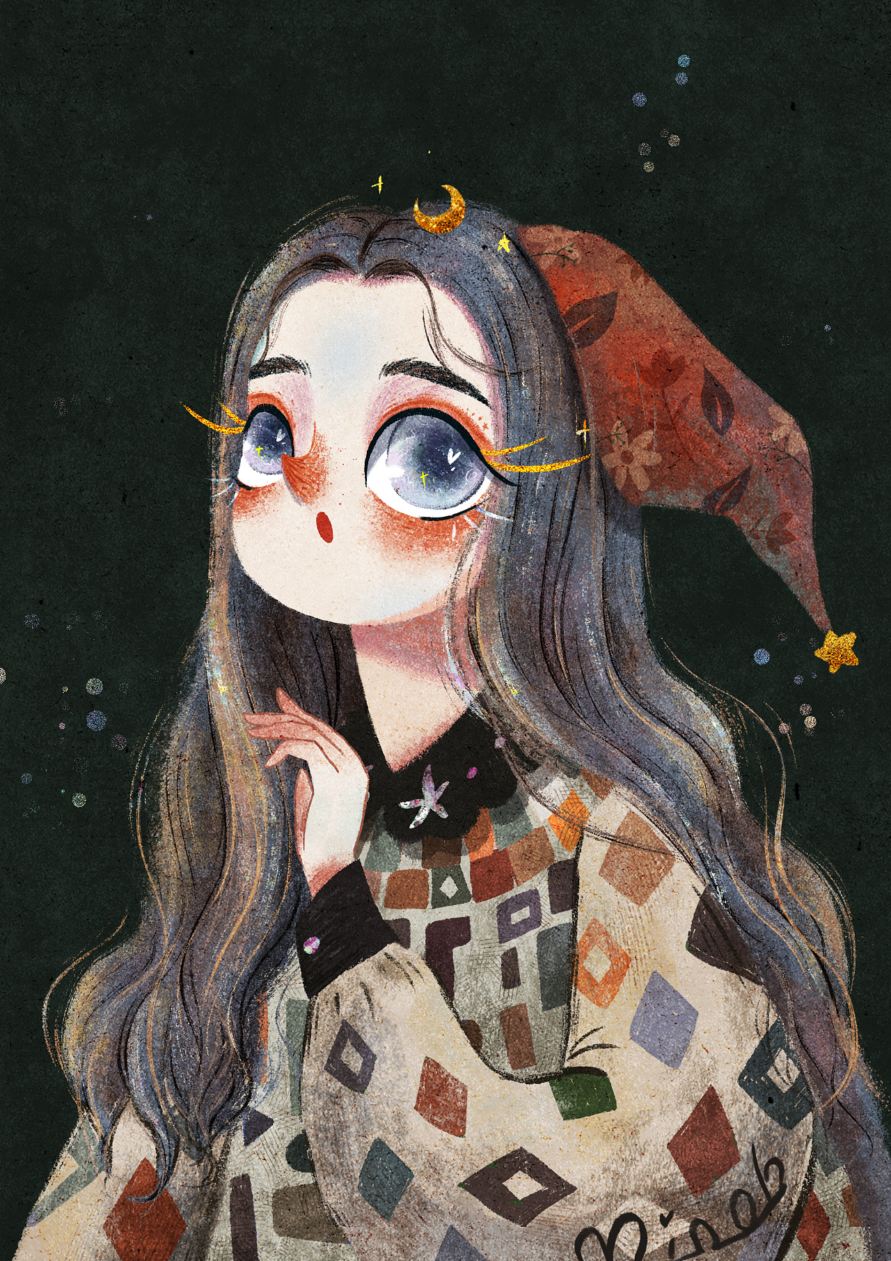 美萌复古少女插画