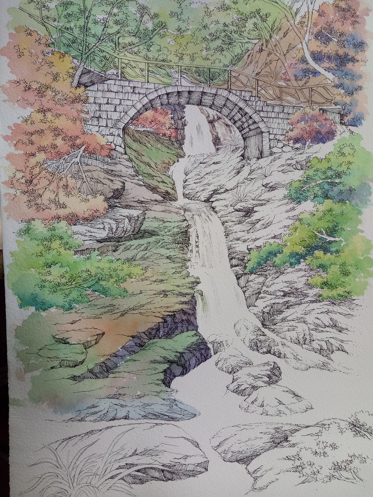 钢笔淡彩手绘风景（图ZODI4NDQ4NDA=） - 商业插画 - 站酷设计师A时间A原创素材 - 站酷ZCOOL