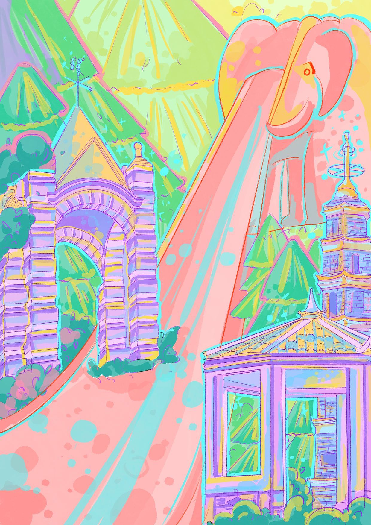 三亚，开平，龙岩景点儿童画~【可授权】（图ZMzMzOTIxNDAw） - 儿童插画 - 站酷设计师冰淇淋小肥肉原创素材 - 站酷ZCOOL