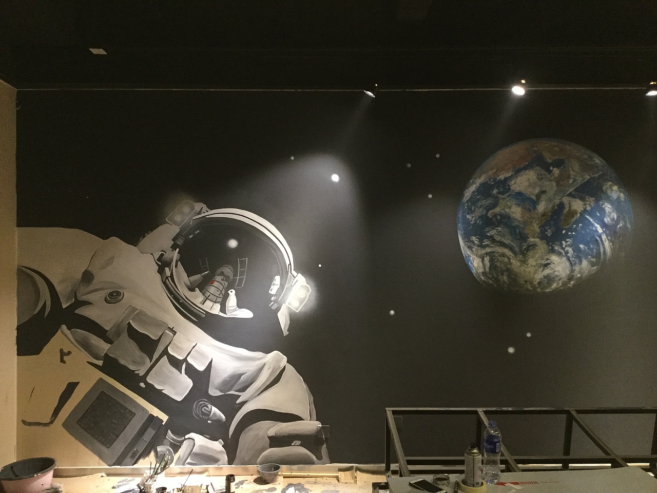 石家庄星空墙绘涂鸦手绘壁画