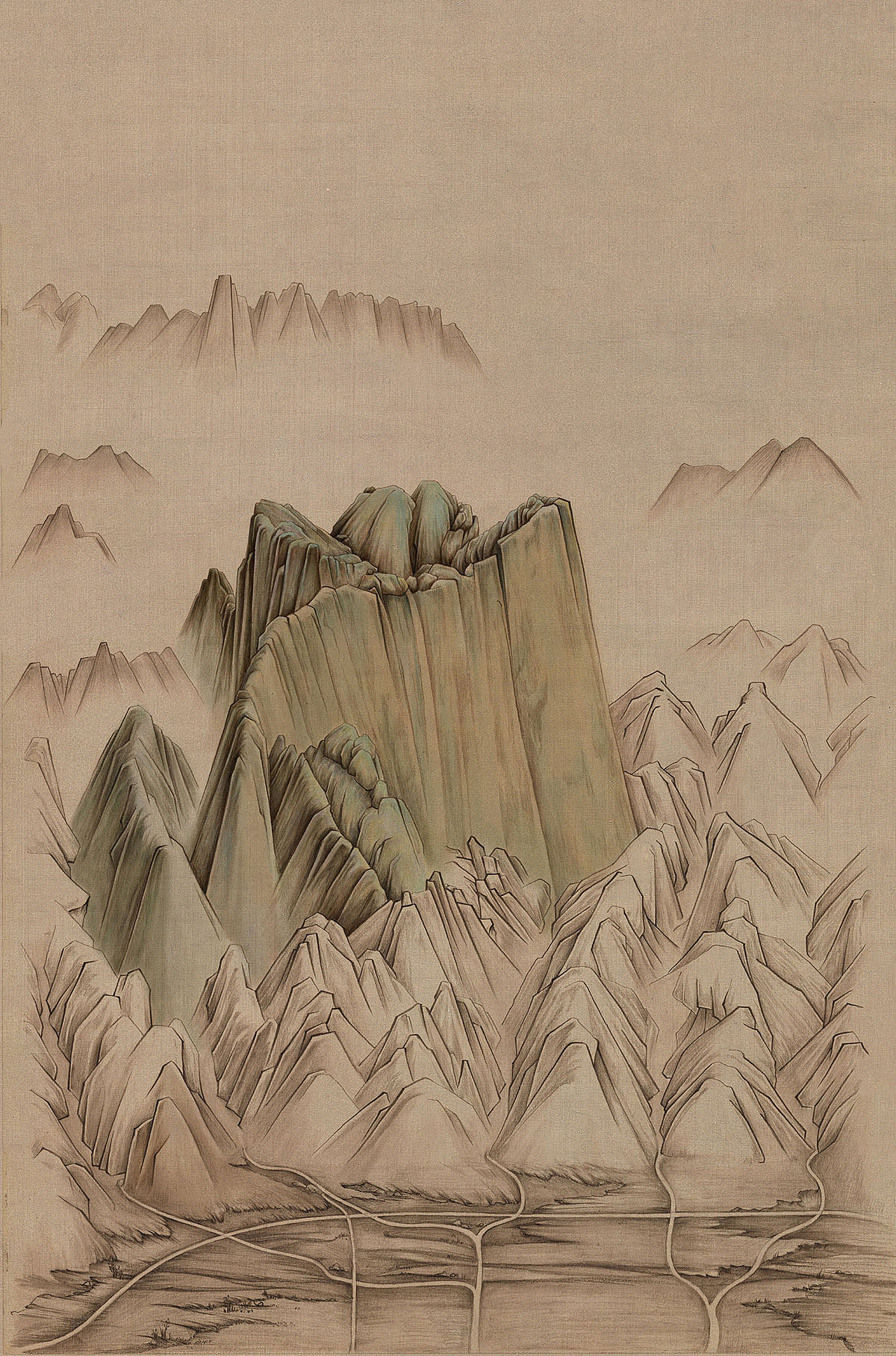 华山中国风手绘地图