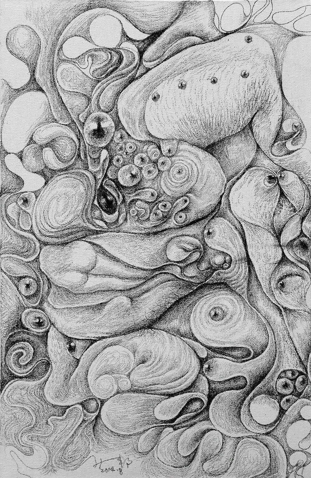 12#《无题八月》60cm*40cm  2014.8 油布 炭笔