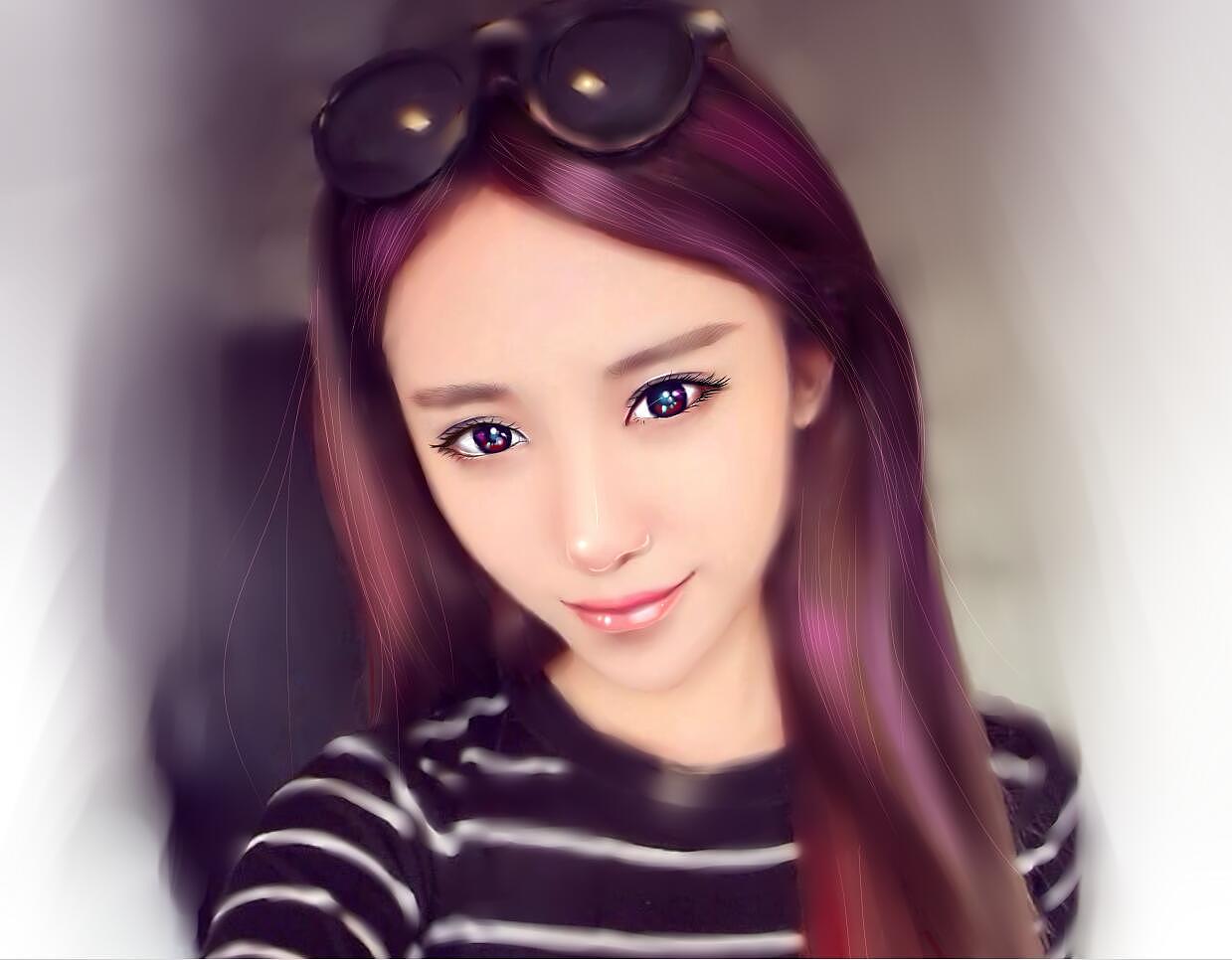 使用sai软件转手绘美女（图ZMzgxMzQxMjA=） - 艺术插画 - 站酷设计师直直怪原创素材 - 站酷ZCOOL