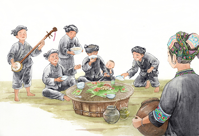广西民族插画图片