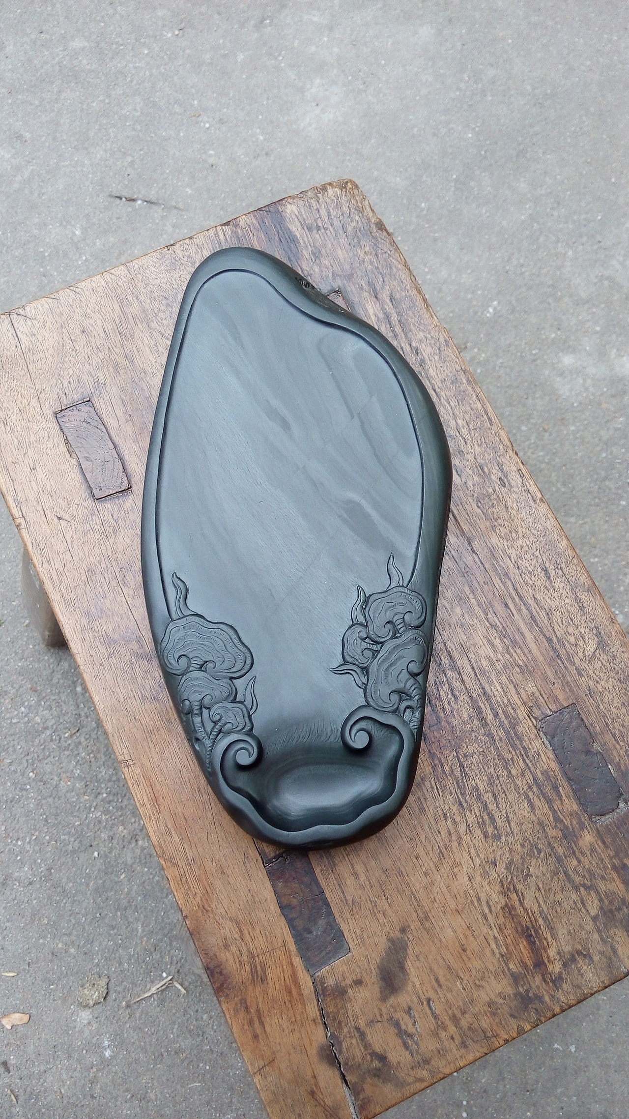 正宗精品婺源老坑歙砚龙尾砚四大名坑水舷坑算子罗纹灵芝砚