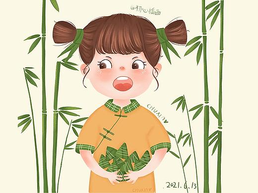 端午节日插画—— 商业海报 儿插人物 粽子插画