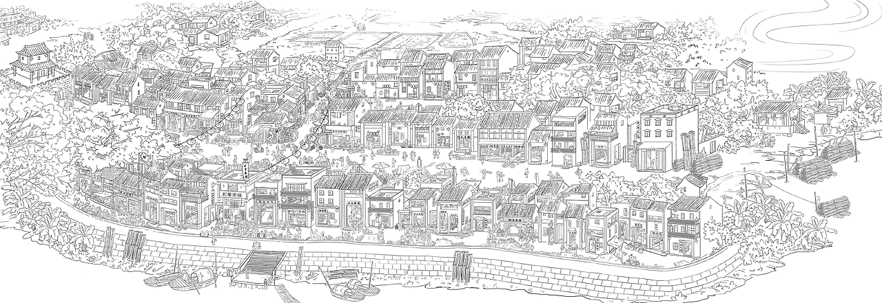 罗行村史馆插画