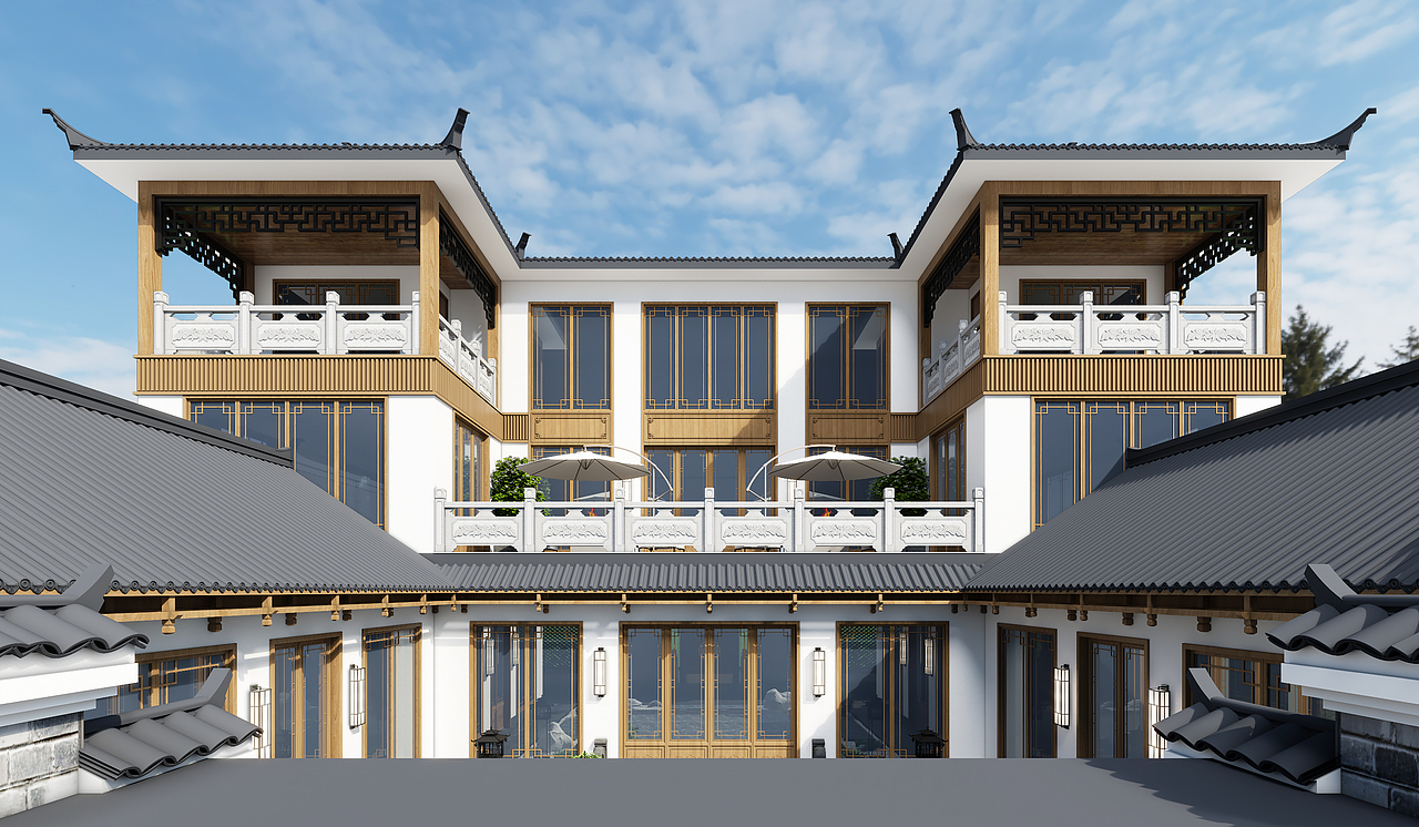 新中式自建房外观效果图