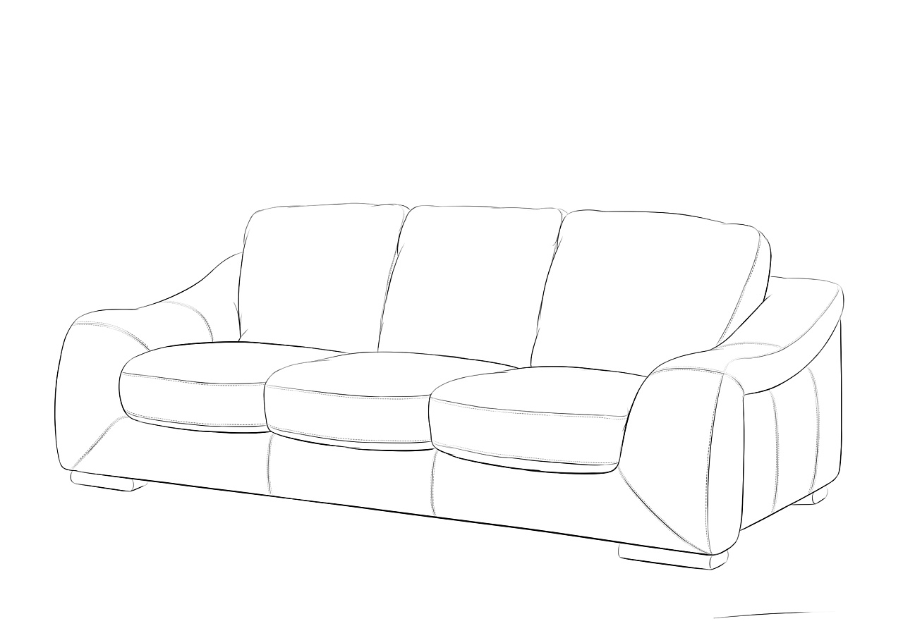 沙发组合手绘线稿图片