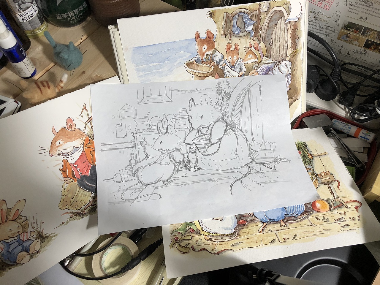 手绘水彩上色过程视频（图ZMTI5MzY5NzIw） - 儿童插画 - 站酷设计师双喜喜原创素材 - 站酷ZCOOL