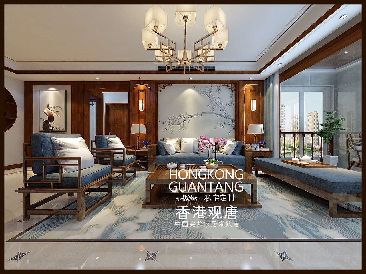 滕州装饰公司人和天地190平新中式风装修效果图户型图（图ZMTE1MDIxNzQ0） - 家装设计 - 站酷设计师滕州设计师原创素材 - 站酷ZCOOL