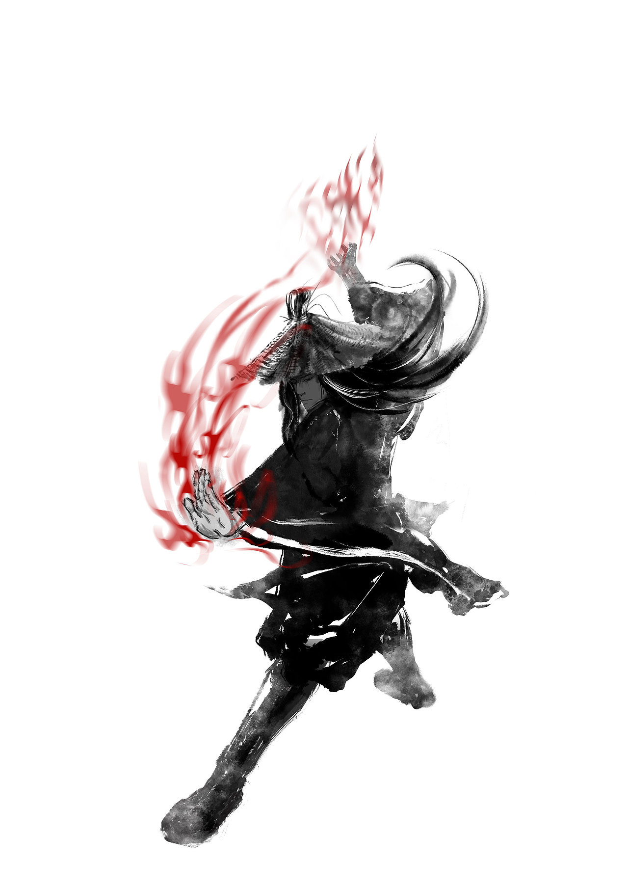 水墨风格插画-武侠人物设计