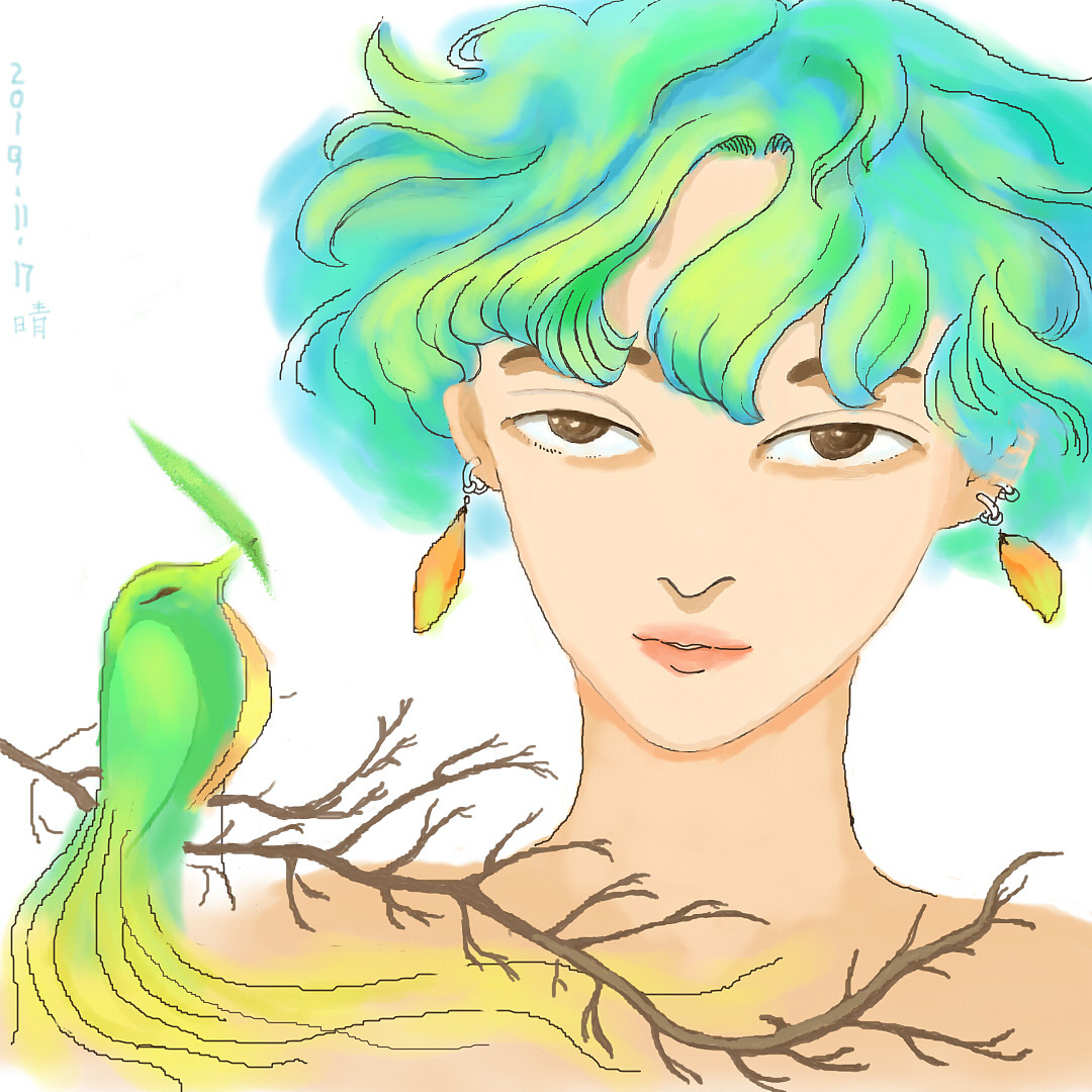 绿鸟与主人（图ZMTg1NTkyMDI0） - 创作习作 - 站酷设计师A593476520520520原创素材 - 站酷ZCOOL