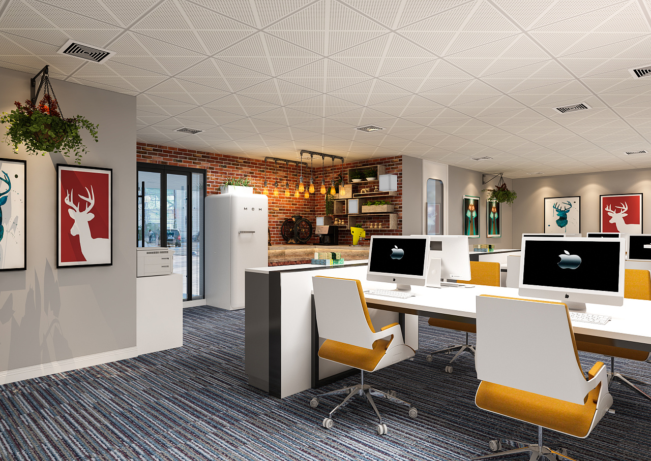 办公大厅|空间|家装设计|效果图小静 - 原创作品 - 站酷 (zcool)